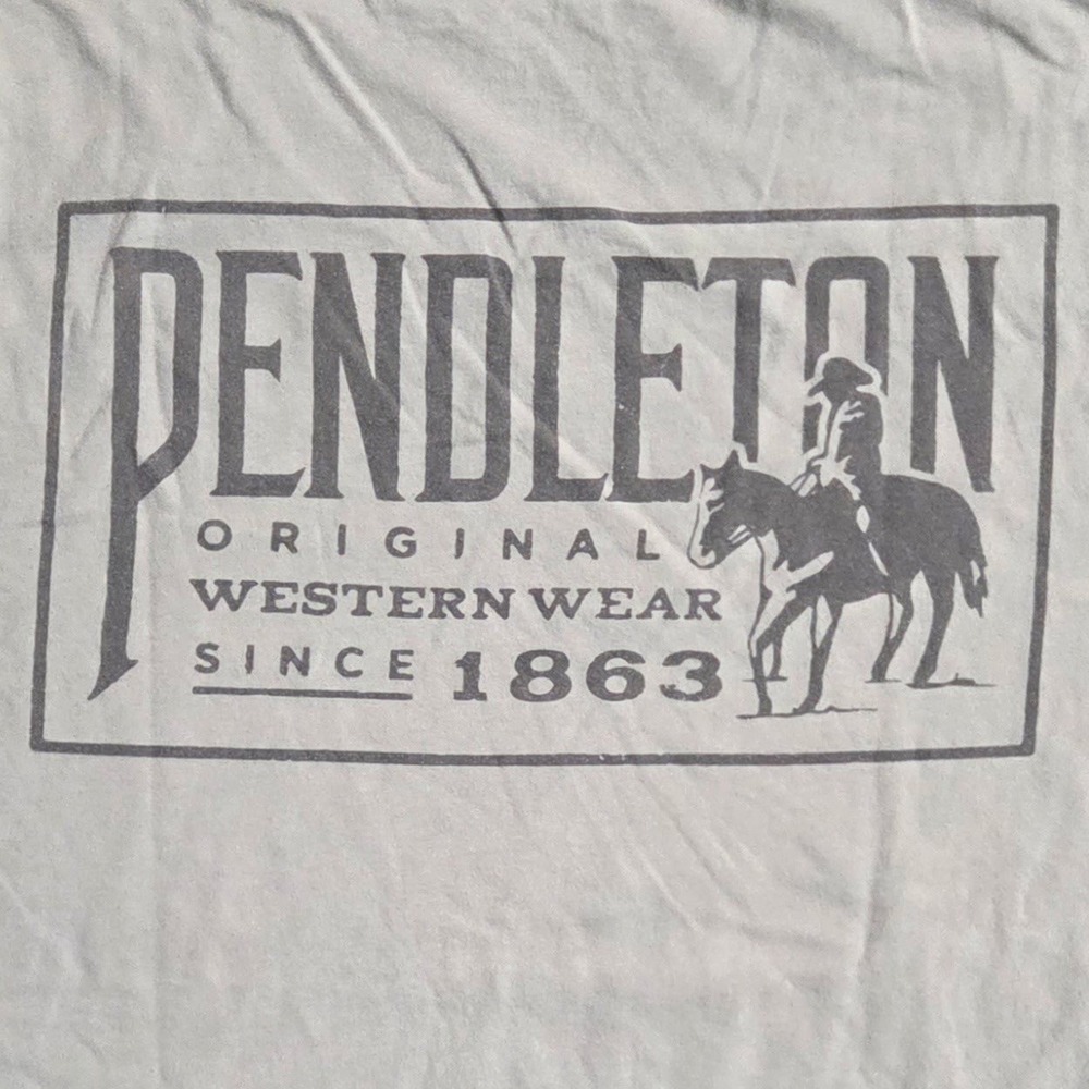 Pendleton Mens XL Western Wear Graphic T-Shirt Tan Beige Cotton Cowboy Horse